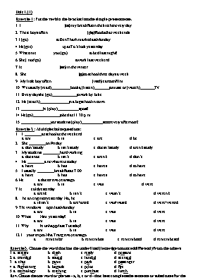 Bài tập Unit 1 môn Tiếng Anh 10